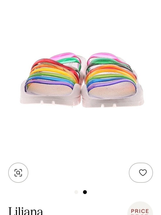 Liliana Shoes - Liliana White Slide Sandals Rainbow Straps